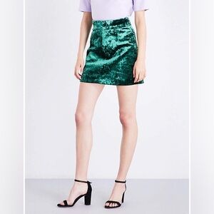 Sandro Marylou Emerald Velvet Skirt Sz 3/ US Lg